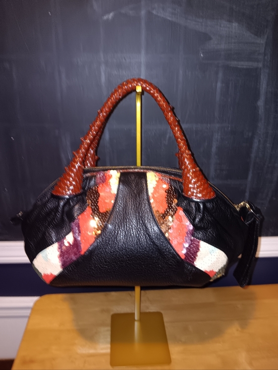Fendi Handbags - Fendi FF Ultra Rare Vintage Leather Sequin Zucca Interior Spy Bag